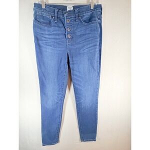 J.Crew 9" Toothpick Skinny Jeans Womens 30 Medium Wash Blue Button Fly Denim